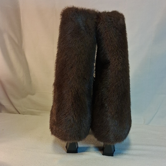 No Boundaries Brown Faux Fur Heeled Boots - Picture 4 of 9